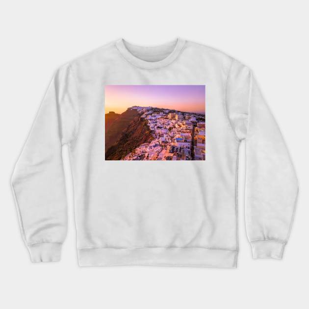 Santorini, Greece Sunset Crewneck Sweatshirt by JC's Fitness Co.